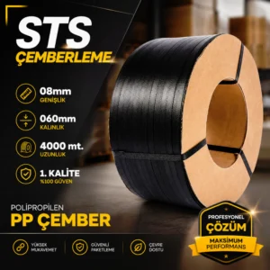08mm 060mm Siyah 4000 mt. Polipropilen PP Çember 1.Kalite