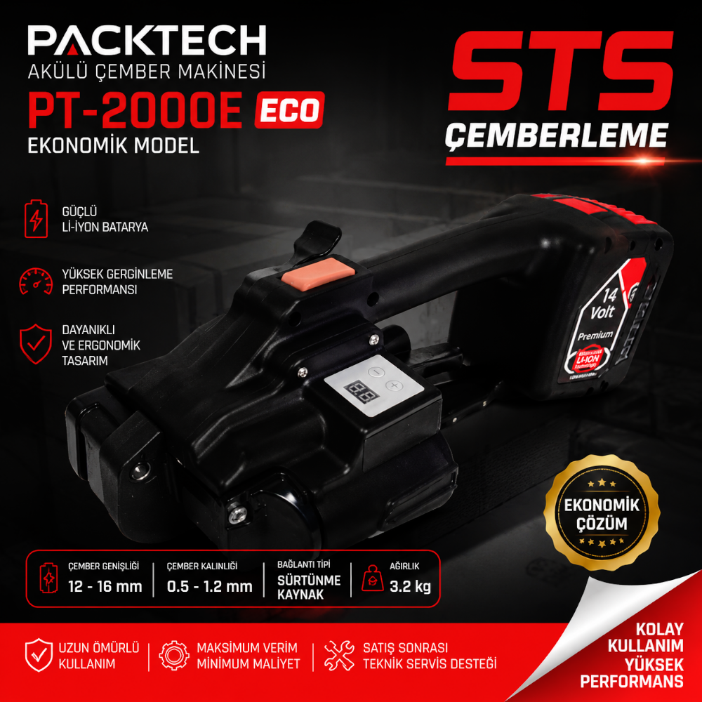 Packtech Akülü Çember Makinesi PT-2000E ECO Ekonomik Model Packtech Akülü Çember Makinesi PT-2000E ECO Ekonomik Model