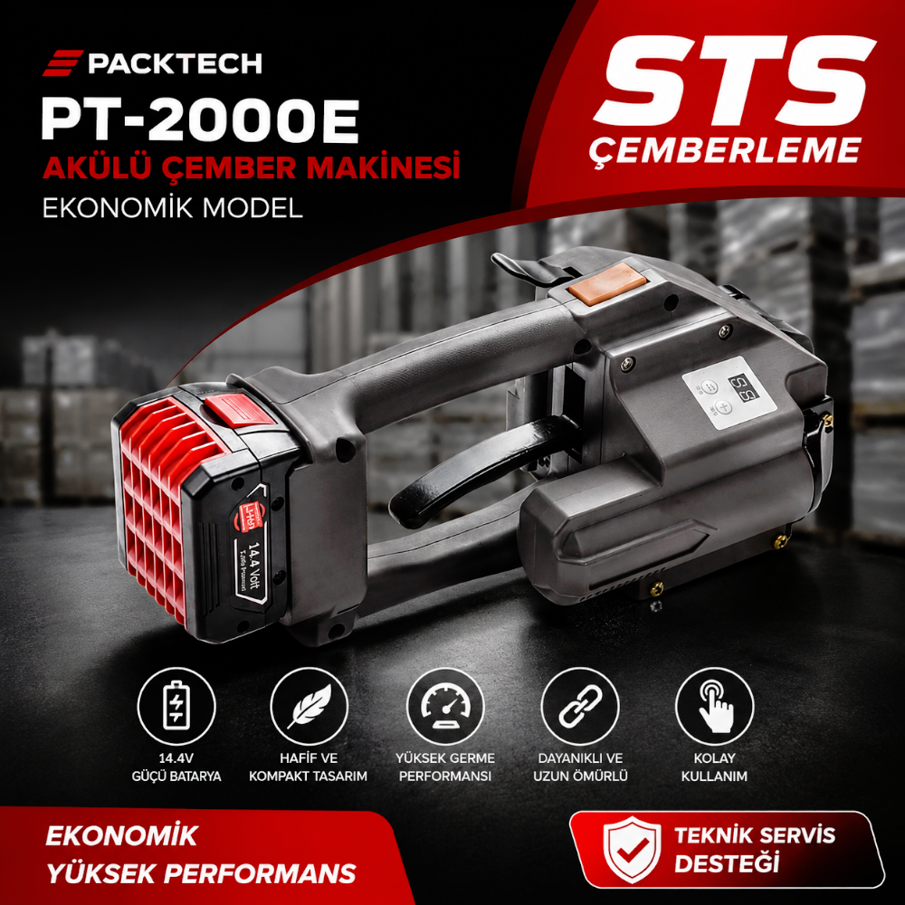 Packtech Akülü Çember Makinesi PT-2000E Ekonomik Model Packtech Akülü Çember Makinesi PT-2000E Ekonomik Model