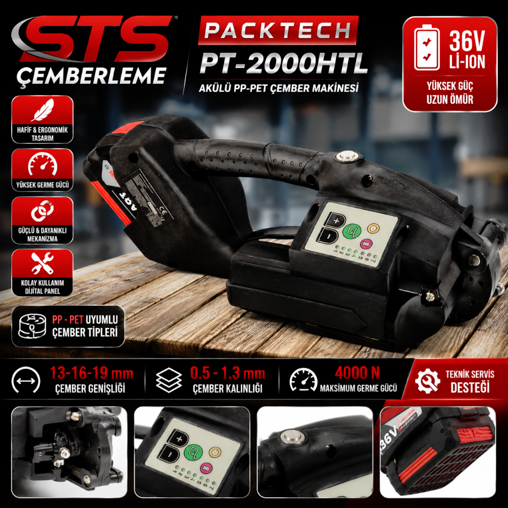 Packtech Akülü PP-PET Çember Makinesi PT-2000HTL Packtech Akülü PP-PET Çember Makinesi PT-2000HTL