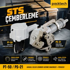 Packtech Havalı Çelik Çember Germe Makinesi + Pensesi PT-50 PS-21