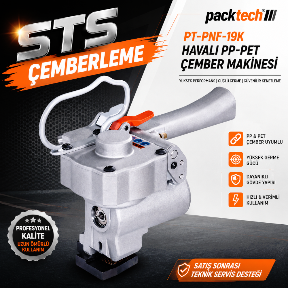 Packtech Havalı PP-PET Çember Makinesi PT-PNF-19K Packtech Havalı PP-PET Çember Makinesi PT-PNF-19K